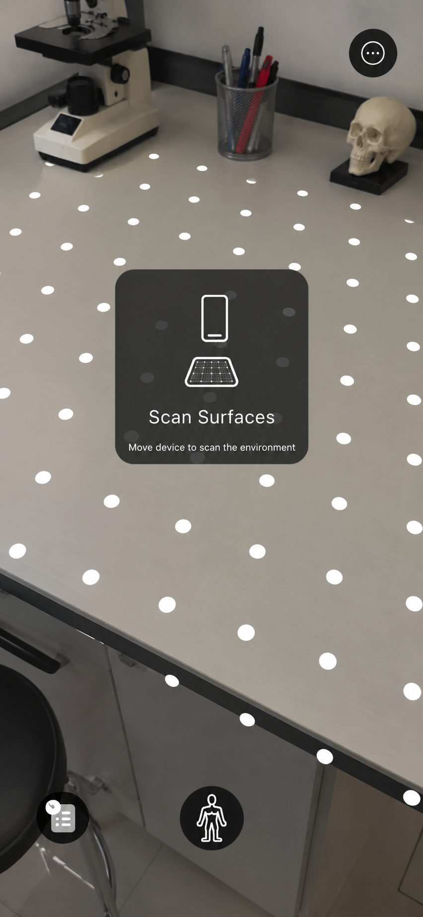 BioScope scanning a surface for AR placement