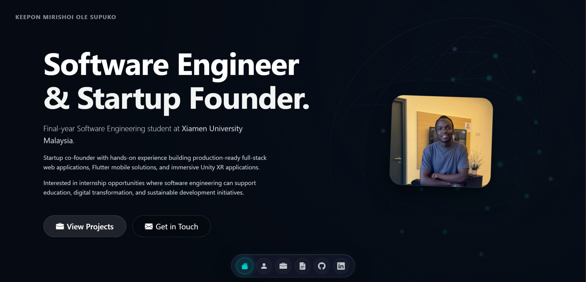 Portfolio website homepage